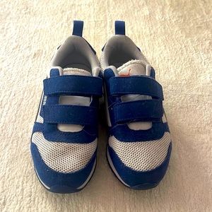 Kids’ Puma Velcro sneakers, blue and white, size 13C, good condition